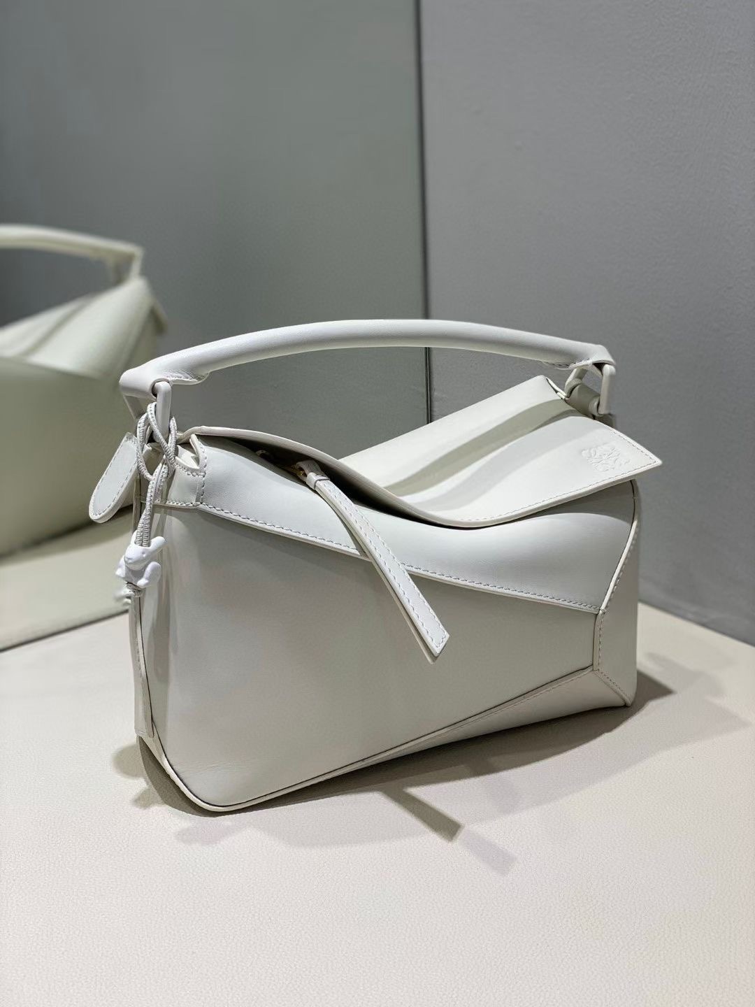 Loewe Small Puzzle Bag in Satin Calfskin Sea Salt